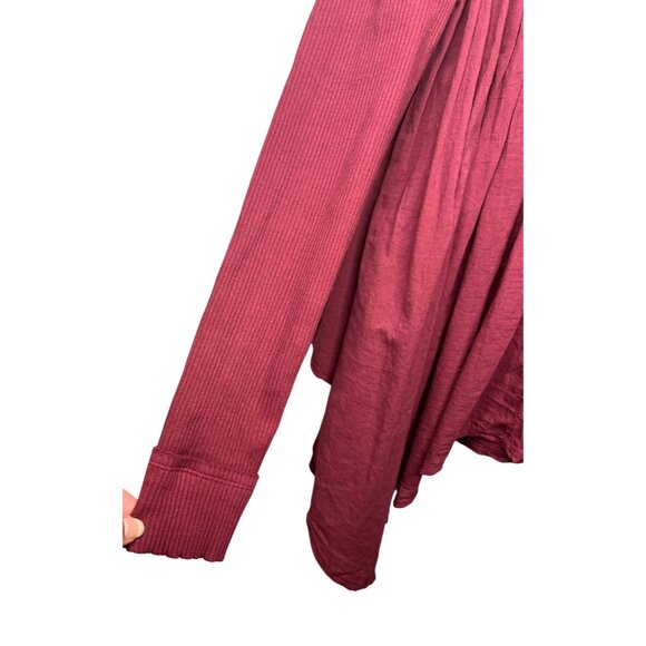 Free People We The Free Lyrical Flowy Tunic Top Ribbed Sleeves Burgundy Size S - Picture 9 of 15